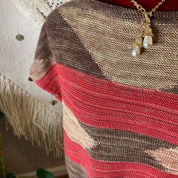 Lauren Ralph Lauren Geometric Southwestern Pattern Sweater Size S/M Brown - Picture 2 of 8